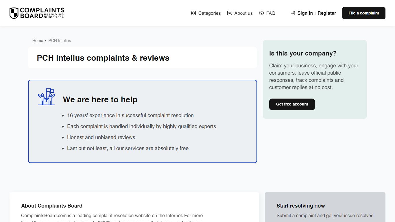 PCH Intelius Negative Reviews - Complaints Board.